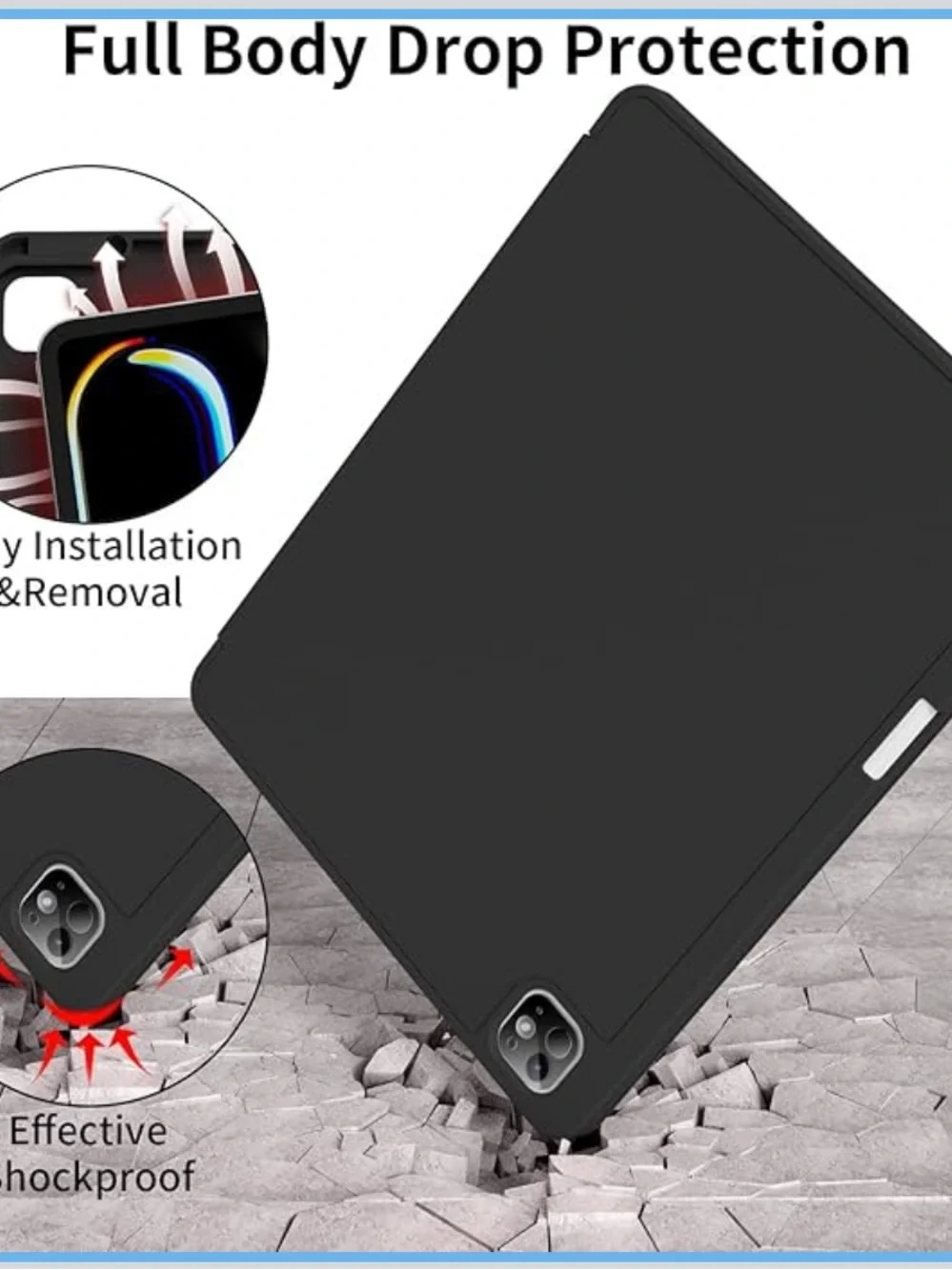 Black iPad Pro/Air Case with Apple Pencil Holder
